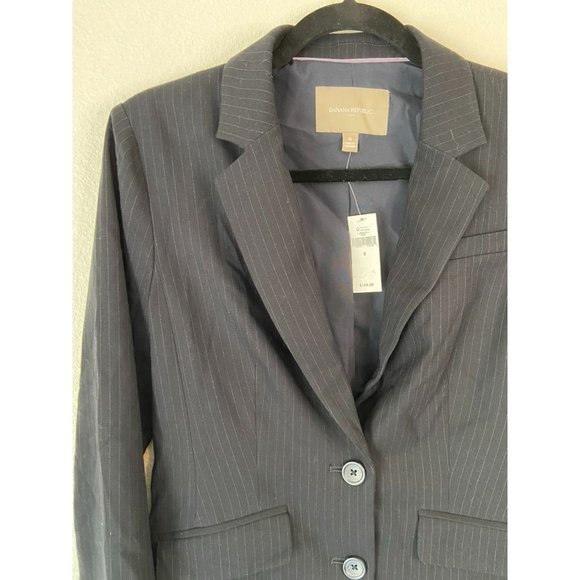 Banana Republic women's 8 black pinstripe blazer suit coat 2 button closure NWT‎ - Picture 6 of 6